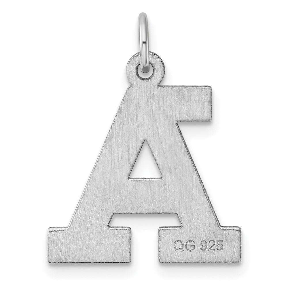 Large Sterling Silver Rhodium-plated Block Letter A Initial Charm