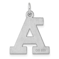 Large Sterling Silver Rhodium-plated Block Letter A Initial Charm