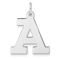 Large Sterling Silver Rhodium-plated Block Letter A Initial Charm