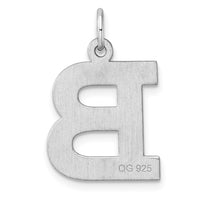 Large Sterling Silver Rhodium-plated Block Letter B Initial Charm