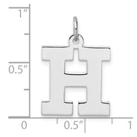 Large Sterling Silver Rhodium-plated Block Letter H Initial Charm