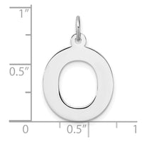 Large Sterling Silver Rhodium-plated Block Letter O Initial Charm