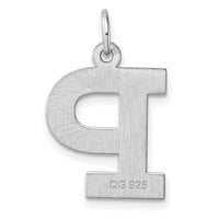 Large Sterling Silver Rhodium-plated Block Letter P Initial Charm