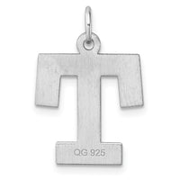 Large Sterling Silver Rhodium-plated Block Letter T Initial Charm