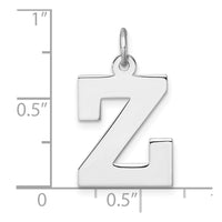 Large Sterling Silver Rhodium-plated Block Letter Z Initial Charm