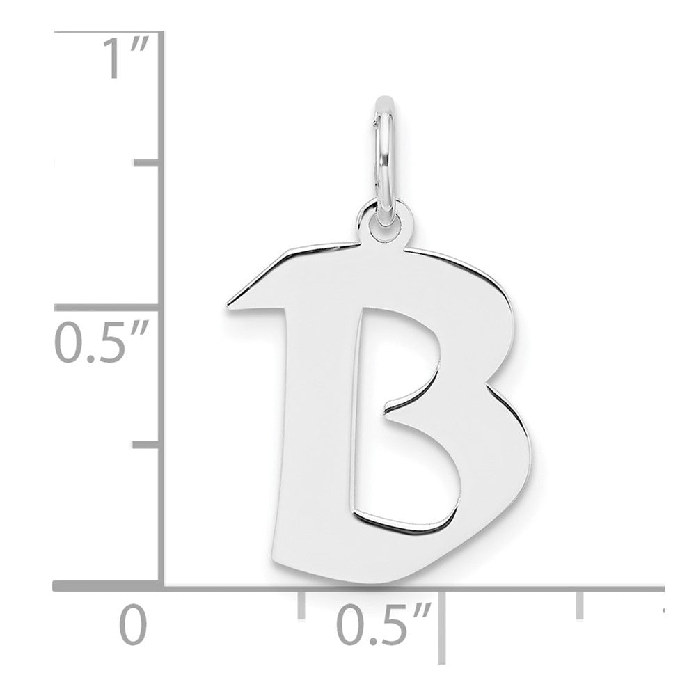 Small Sterling Silver Rhodium-plated Artisan Block Letter B Initial Charm