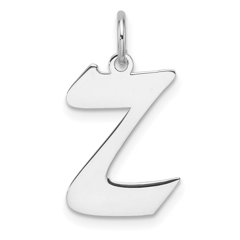 Small Sterling Silver Rhodium-plated Artisan Block Letter Z Initial Charm