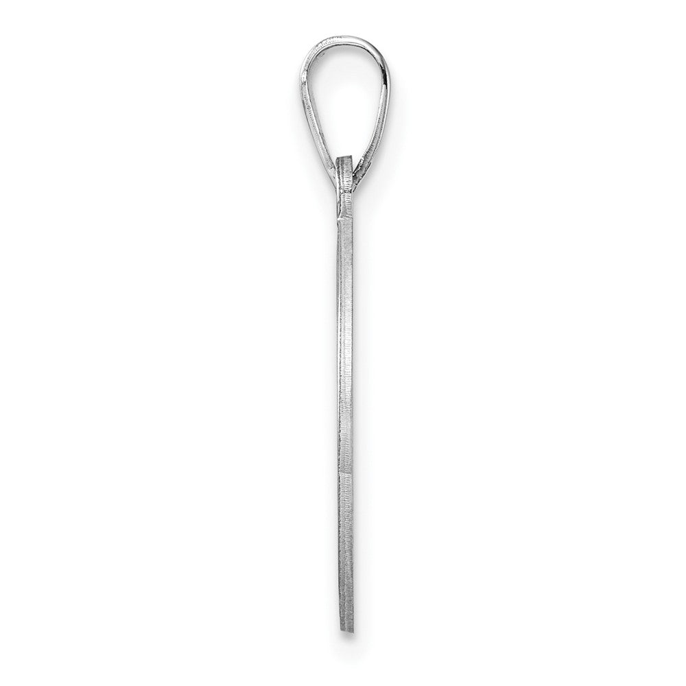 Small Sterling Silver Rhodium-plated Fancy Script Letter I Initial Pendant