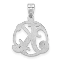 Small Sterling Silver Rhodium-plated Fancy Script Letter K Initial Pendant
