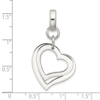 Sterling Silver Polished Two Piece Open Heart Pendant