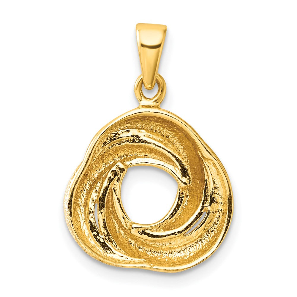 Sterling Silver with Rose and Gold-tone Laser Texture Knot Pendant