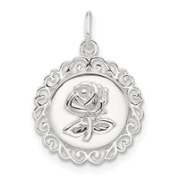 Sterling Silver E-coated Rose Charm