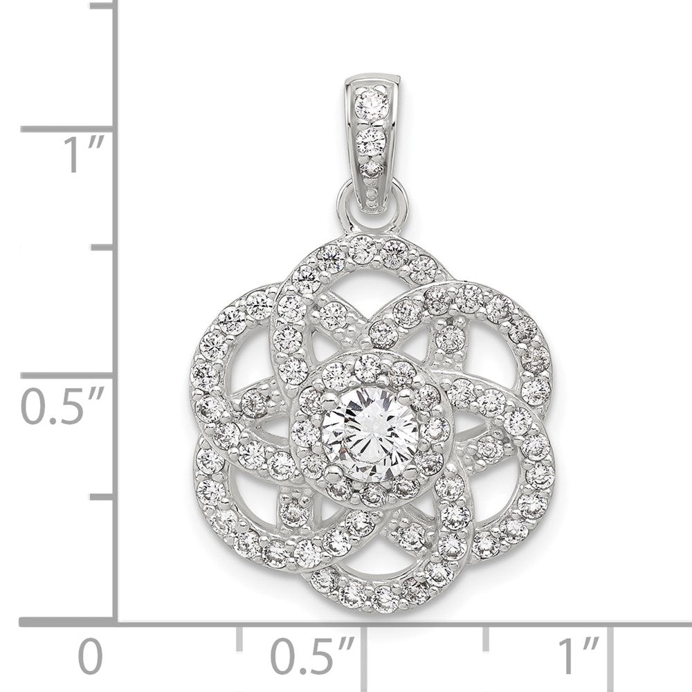 Sterling Silver E-coated CZ Flower Pendant