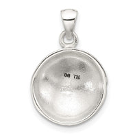 Sterling Silver Polished Textured Domed Flower Pendant