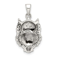 Sterling Silver Polished and Antiqued Owl Pendant