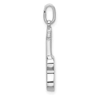 Sterling Silver Rhodium-plated Guitar Charm Pendant