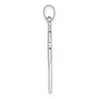 Sterling Silver Rhodium-plated and Gold-tone Reversible Cross Pendant