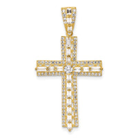 Sterling Silver Gold-tone CZ Latin Cross Pendant