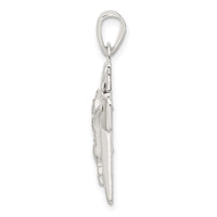 Sterling Silver Satin and Polished Crucifix Cross Pendant