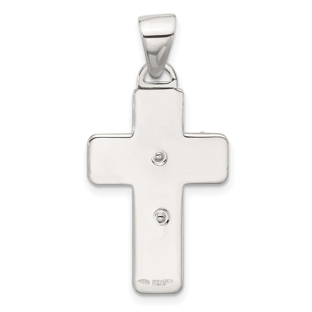 Sterling Silver Satin and Polished Crucifix Cross Pendant
