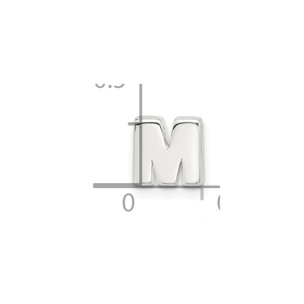 Sterling Silver E-coated Letter M Slide Charm