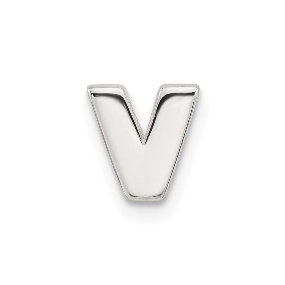 Sterling Silver E-coated Letter V Slide Charm