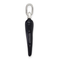 Sterling Silver Black Enamel Italian Horn Pendant