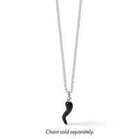 Sterling Silver Black Enamel Italian Horn Pendant