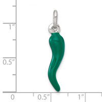 Sterling Silver Green Enamel Italian Horn Pendant