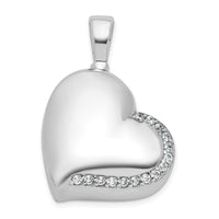 Sterling Silver Rhodium-plated Polished CZ Heart Ash Holder Pendant
