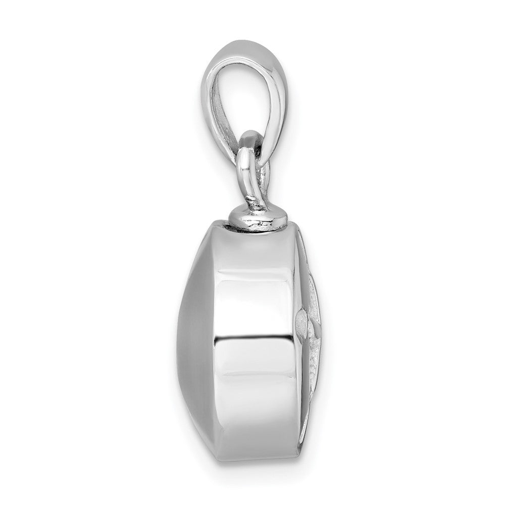 Sterling Silver Rhodium-plated Polished Sand Dollar Ash Holder Pendant