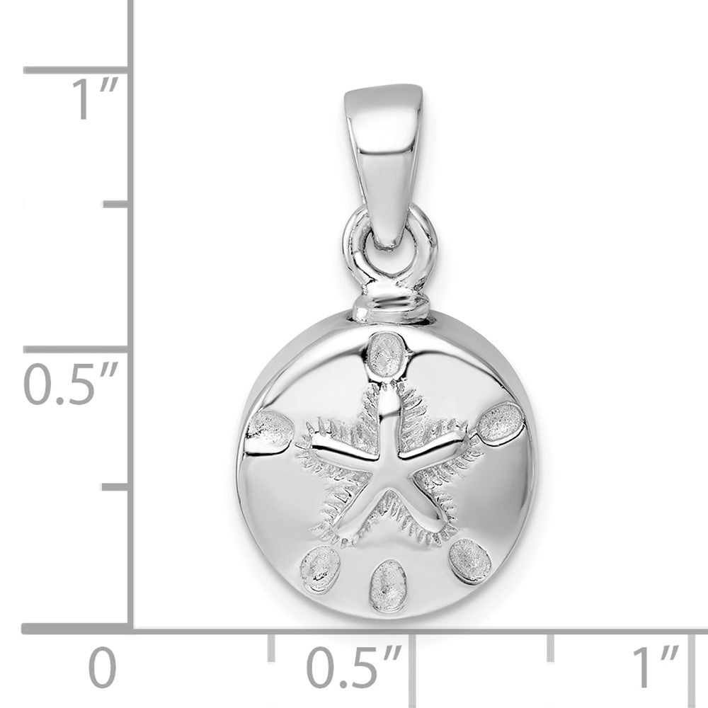 Sterling Silver Rhodium-plated Polished Sand Dollar Ash Holder Pendant