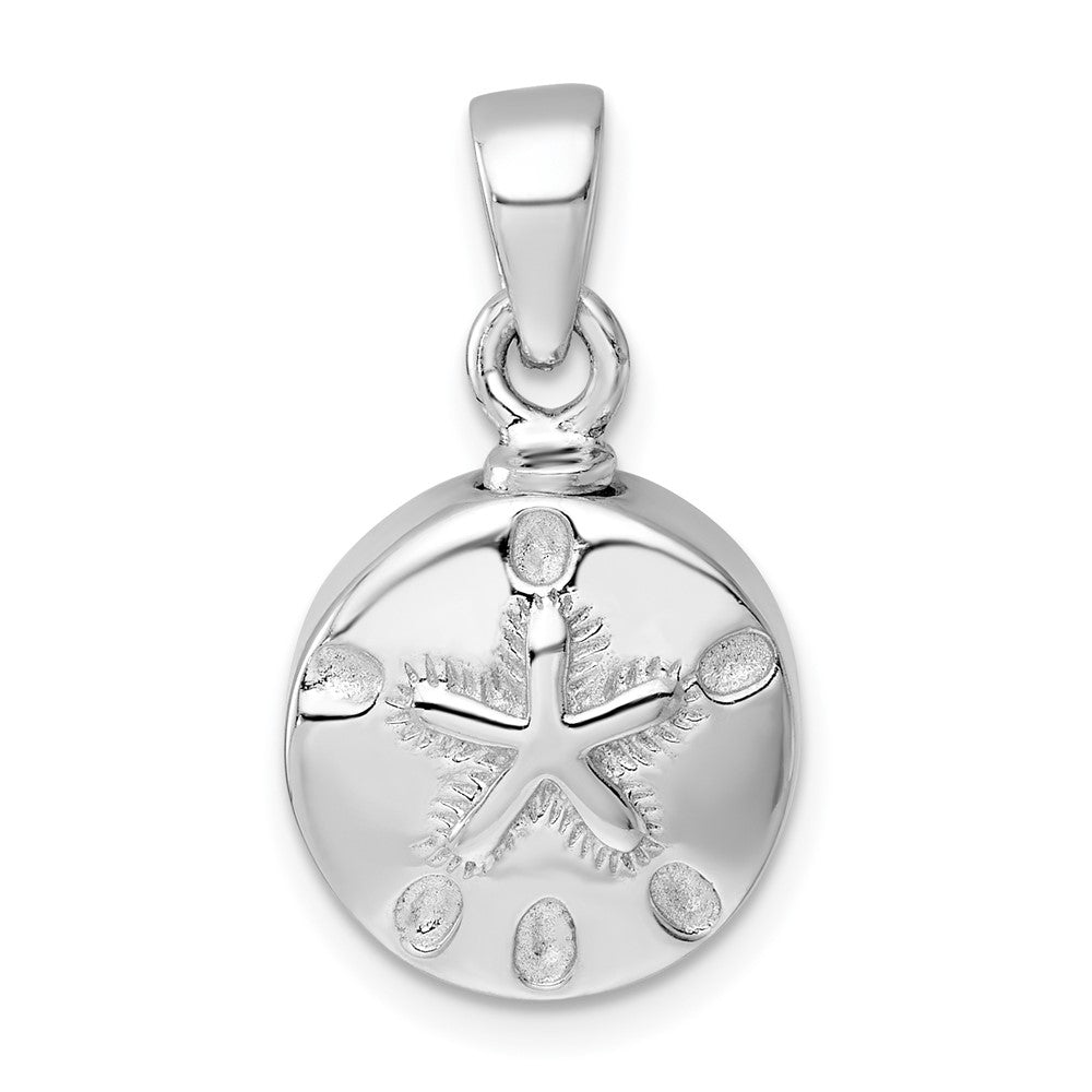 Sterling Silver Rhodium-plated Polished Sand Dollar Ash Holder Pendant