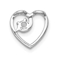 Sterling Silver Rh-plated Polished CZ Heart Chain Slide Pendant