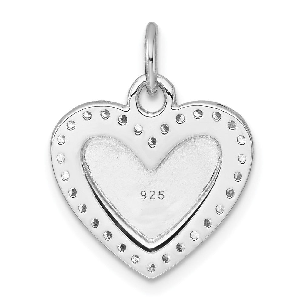 Sterling Silver Rhodium-plated Polished CZ  Heart Pendant