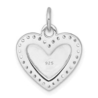 Sterling Silver Rhodium-plated Polished CZ  Heart Pendant