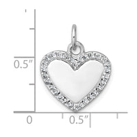 Sterling Silver Rhodium-plated Polished CZ  Heart Pendant