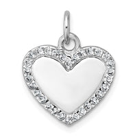 Sterling Silver Rhodium-plated Polished CZ  Heart Pendant