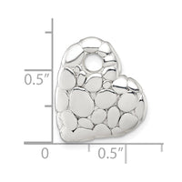 Sterling Silver Polished Pebbled Heart Chain Slide Pendant