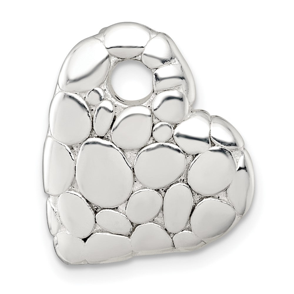 Sterling Silver Polished Pebbled Heart Chain Slide Pendant
