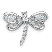 Sterling Silver Rhodium-plated Polished CZ Dragonfly Chain Slide Pendant