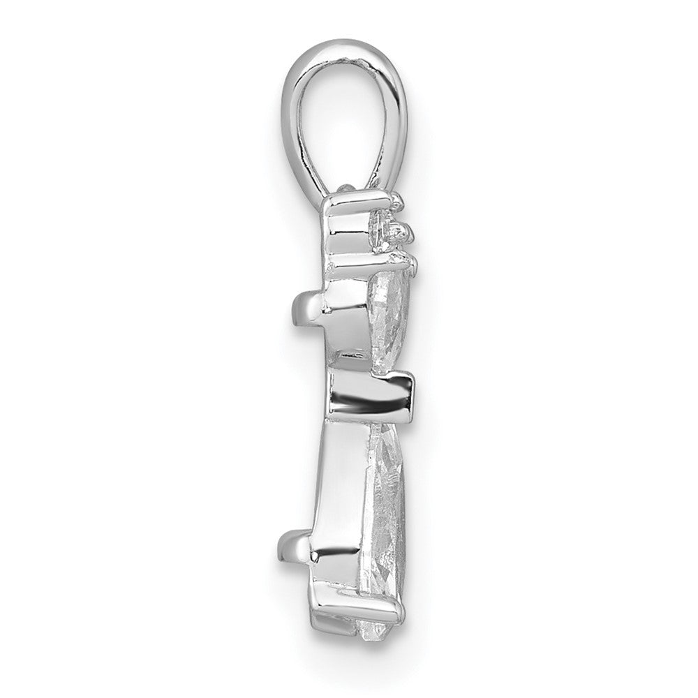 Sterling Silver Rhodium-plated White CZ Cat Pendant