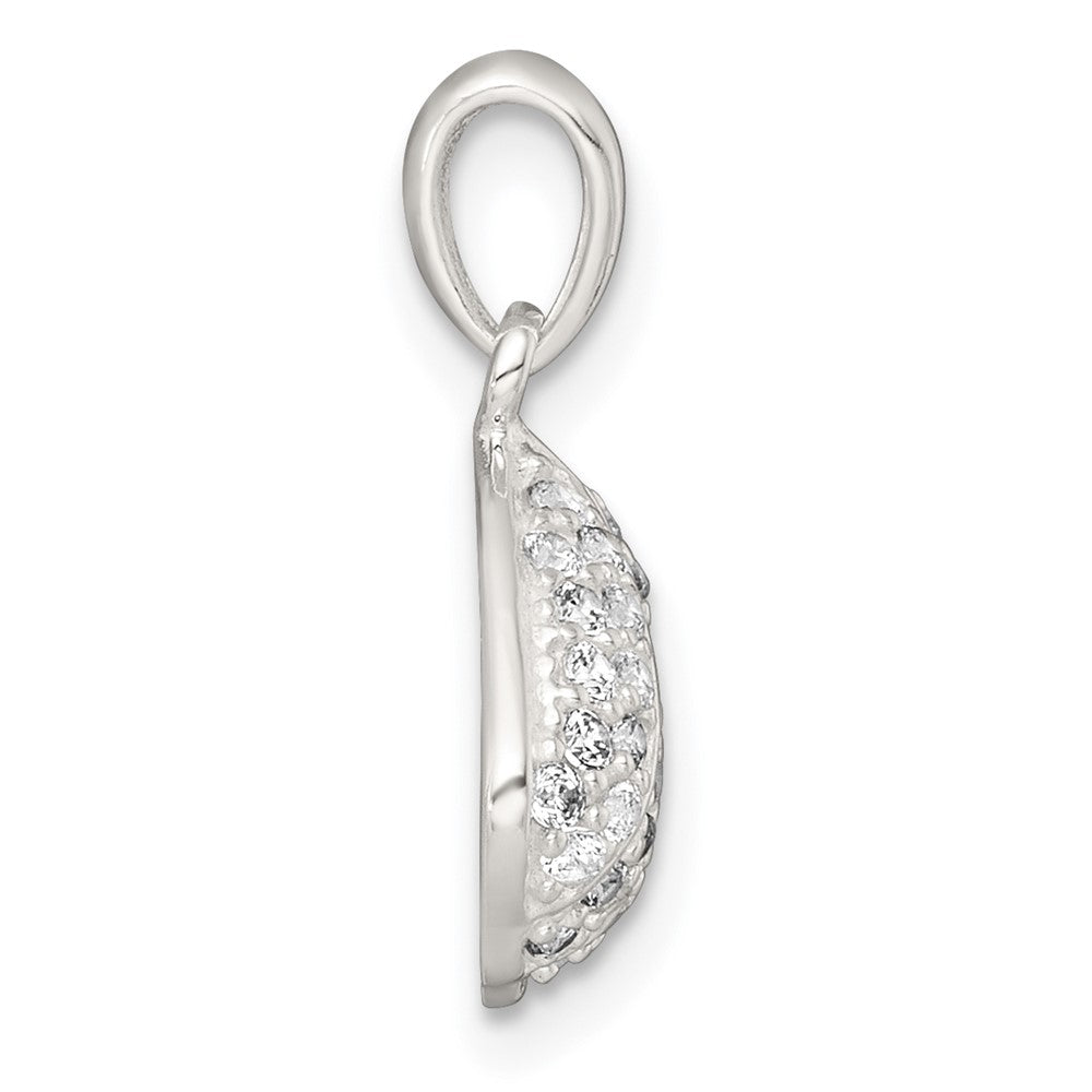 Sterling Silver Polished CZ Shell Pendant