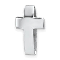 Sterling Silver Rhodium-plated Polished 3D Cross Chain Slide Pendant