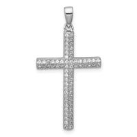 Sterling Silver Rhodium-plated Pave CZ Cross Pendant