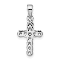 Sterling Silver Rhodium-plated CZ Polished Cross Pendant