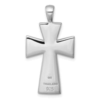 Sterling Silver Rhodium-plated Polished Black Resin Cross Pendant
