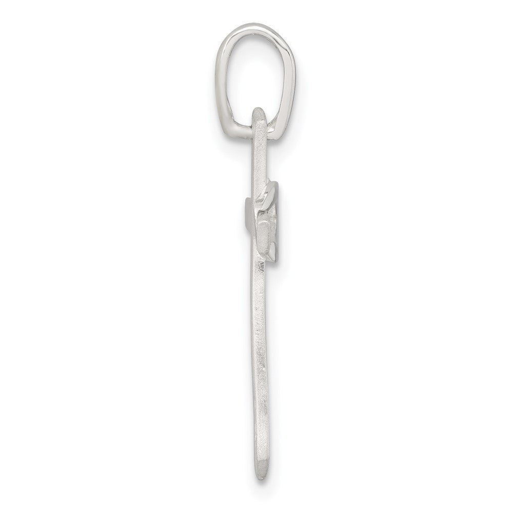 Sterling Silver Brushed Cross with Polished Ichthus Fish Pendant