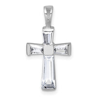 Sterling Silver Rhodium-plated Polished CZ Cross Pendant