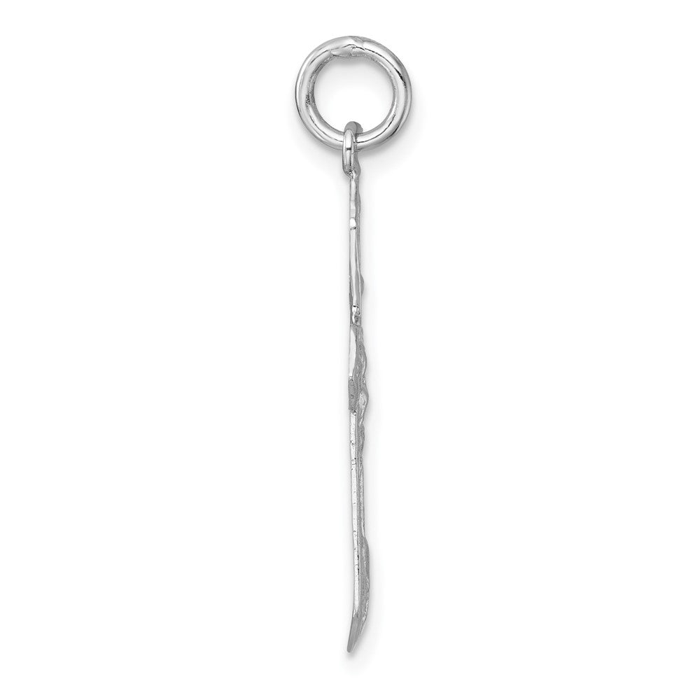 Sterling Silver Rhodium-plated Polished And Textured Crucifix Pendant